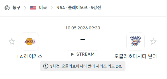 LA 레이커스 vs 오클라호마시티 썬더 경기 분석 및 승부 예측
