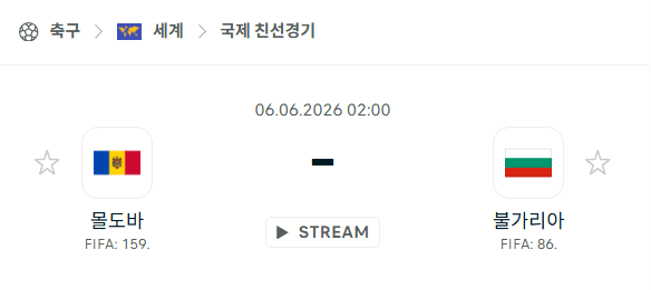 몰도바 vs 불가리아 친선전 6월 6일 경기 분석 및 승부 예측
