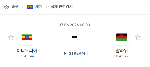 에티오피아 vs 말라위 친선경기 스포츠 분석 및 경기 예측