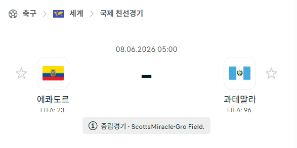 에콰도르 vs 과테말라 친선경기 분석 및 승패 예측 - 6월 8일 경기 분석