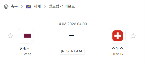 2026 북중미 월드컵 카타르 vs 스위스 경기 분석 및 승부 예측
