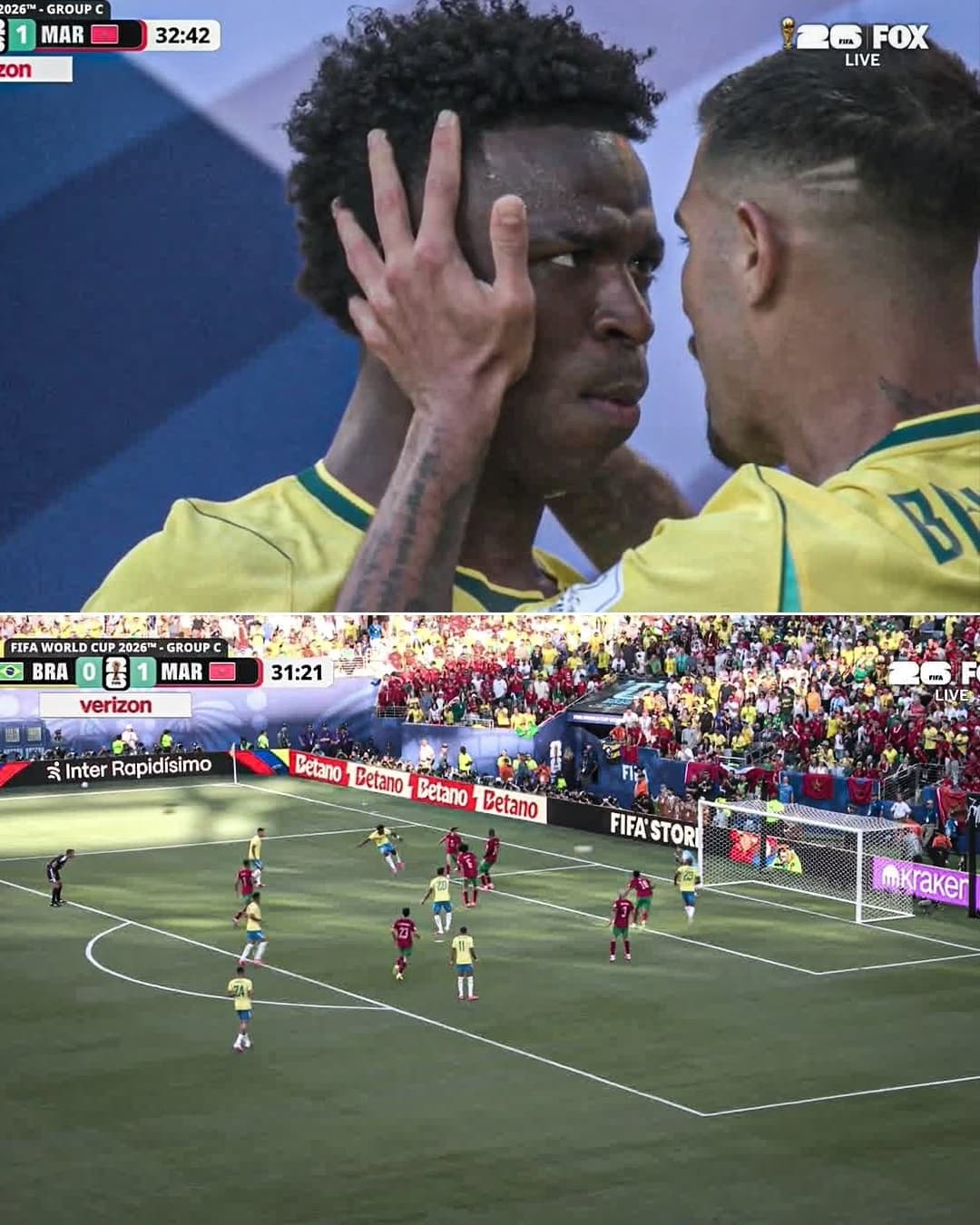 브라질 vs 모로카, 1-1 무승부…비니시우스의 멋진 드리블슈팅 동점골