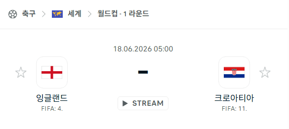 2026 북중미 월드컵 잉글랜드 vs 크로아티아 경기 예측 분석