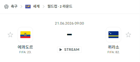 2026 FIFA 월드컵 에콰도르 vs 퀴라소 경기 분석 및 예측
