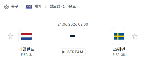 2026 FIFA 월드컵 네덜란드 vs 스웨덴 경기 분석 및 승부 예측