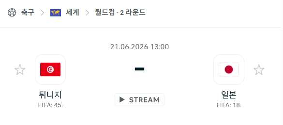 2026 FIFA 월드컵 튀니지 vs 일본 경기 분석 및 승부 예측